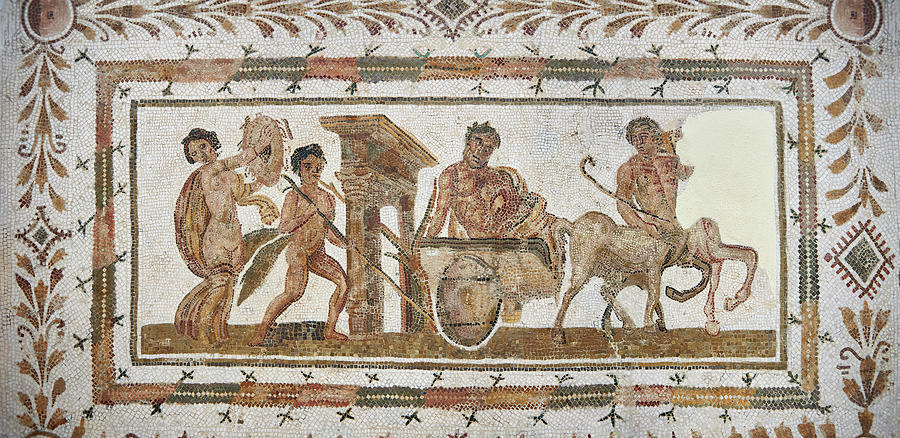Roman mosaics design depicting Dionysus drunk -  El Djem Archaeological Museum #2 Photograph by Paul E Williams