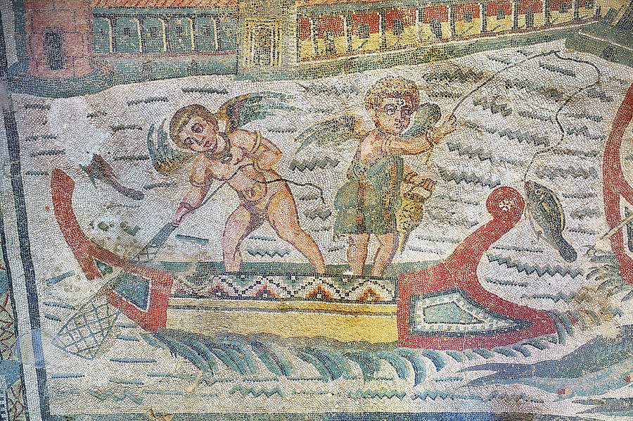 Roman mosaics of the Semi Circular Room,  Villa Romana del Casale Photograph by Paul E Williams