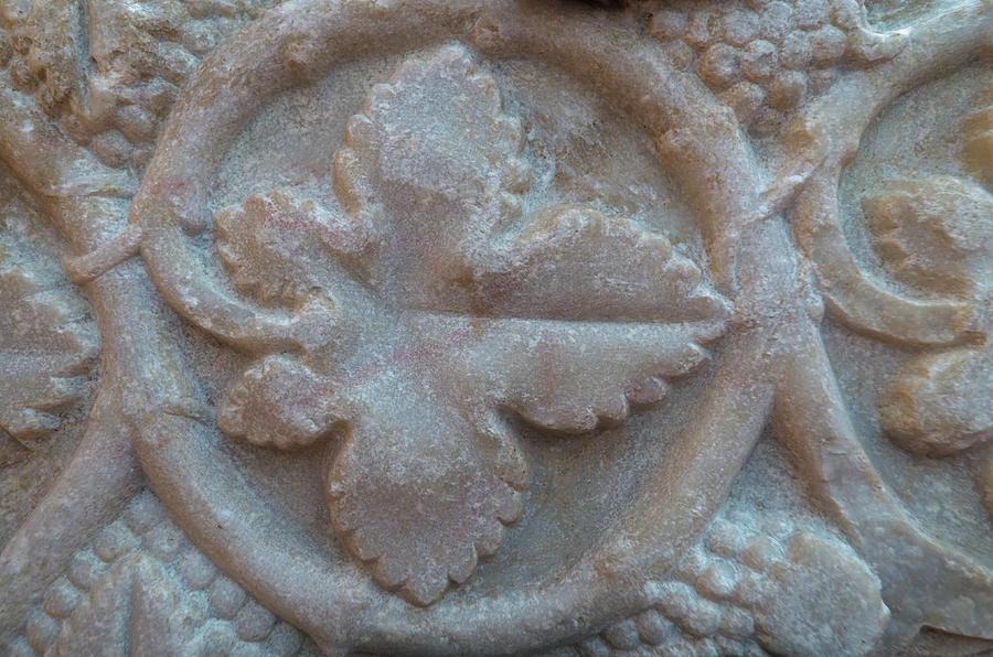 Grape Photograph - Roman Nature Artwork Detail on Stone by Angelo DeVal