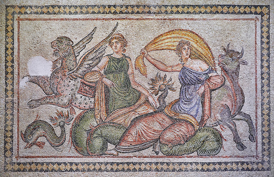 Roman Poseidon Mosaic - Zeugma Mosaic Museum Gaziantep Turkey Photograph by Paul E Williams
