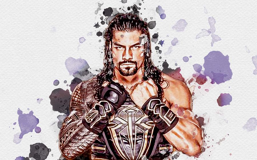 Roman Reigns Brown Paint Splashes Wwe American Wrestlers Wrestling Art ...