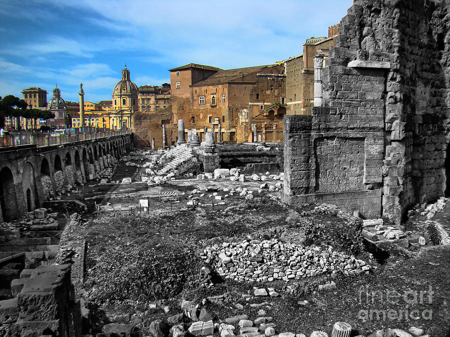 Roman Ruins Inside The City Of Rome Photograph by Al Bourassa