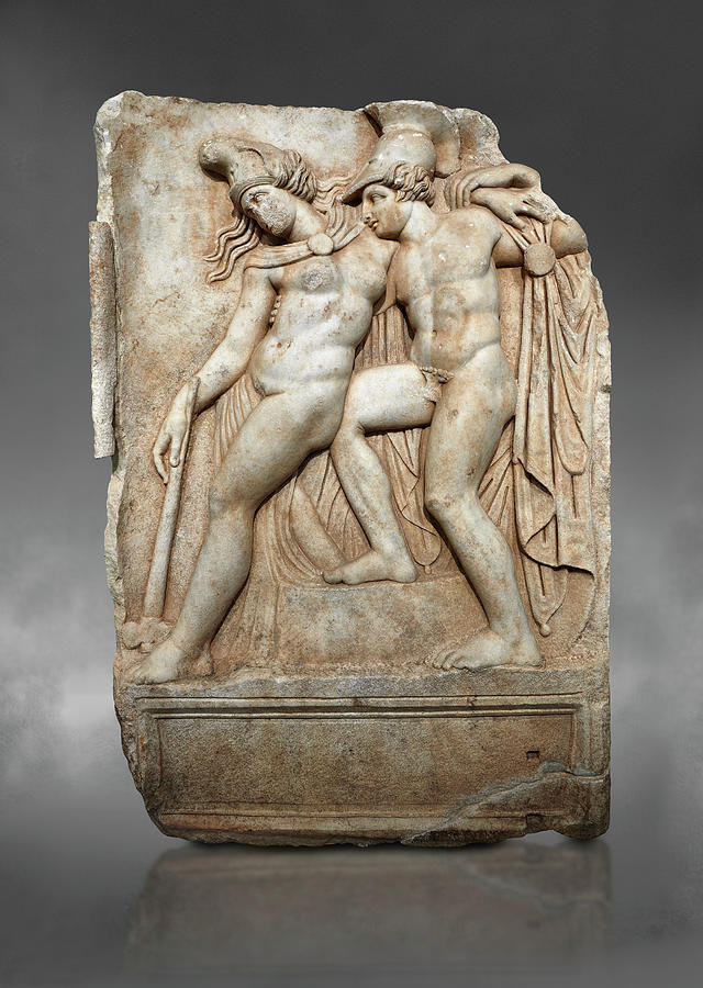 Roman sculpture of Achilles and a dying Amazon -  Aphrodisias Museum Turkey Photograph by Paul E Williams
