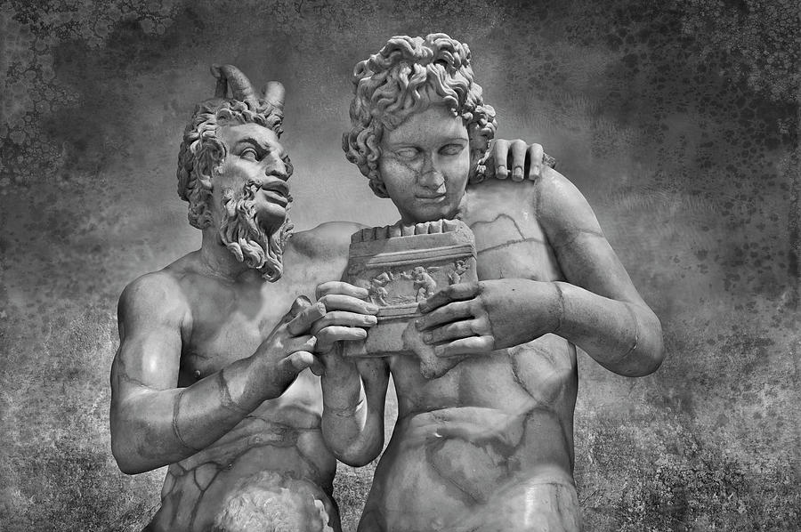  Roman sculpture of Pan teaching Daphnis to play the pipes Sculpture by Paul E Williams