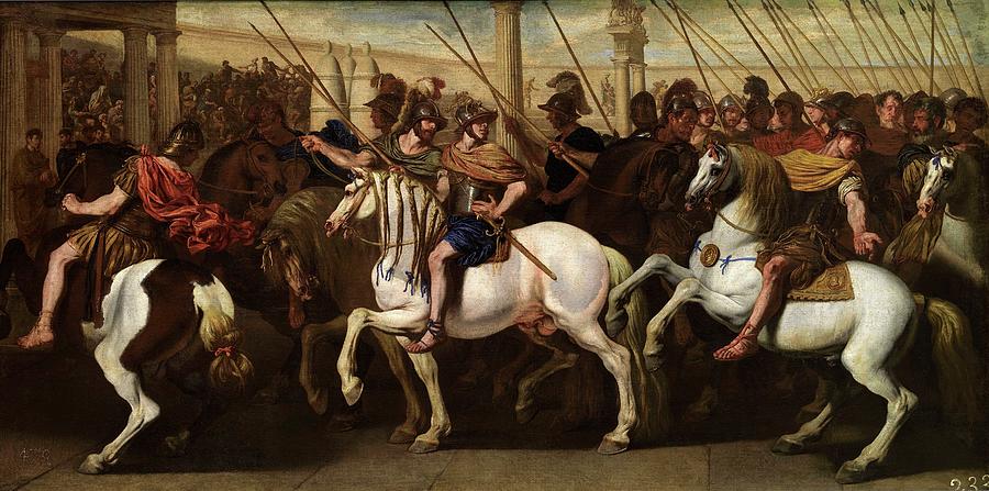 Roman soldiers in the circus, ca. 1640. Painting by Aniello Falcone -1600-1656- Roman soldiers in the circus, ca. 1640. Painting by Aniello Falcone -1600-1656-