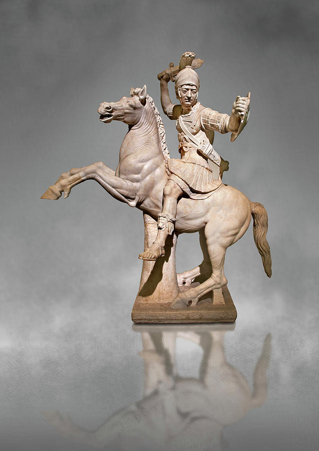 Roman warrior on horseback  Statue - Naples Museum of Archaeology Italy Photograph by Paul E Williams
