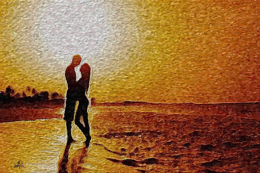 Romance - Beach Painting by Anas Afash
