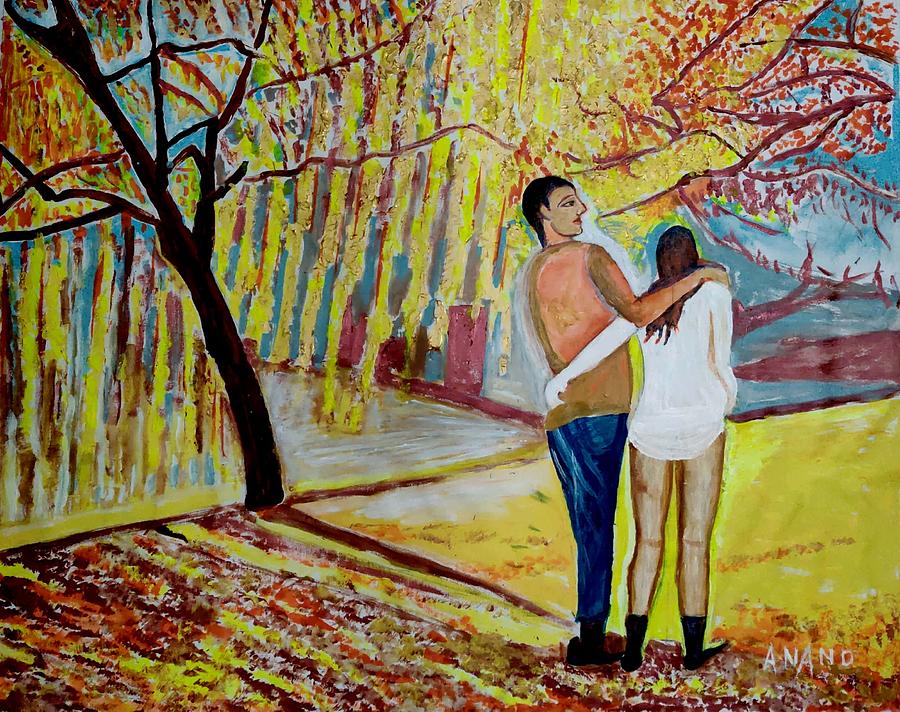 Romance In Fall Painting by Anand Swaroop Manchiraju
