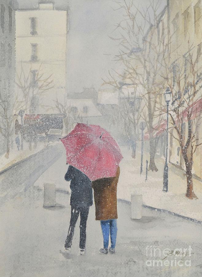 Romance in the snow Painting by Betty M M Wong