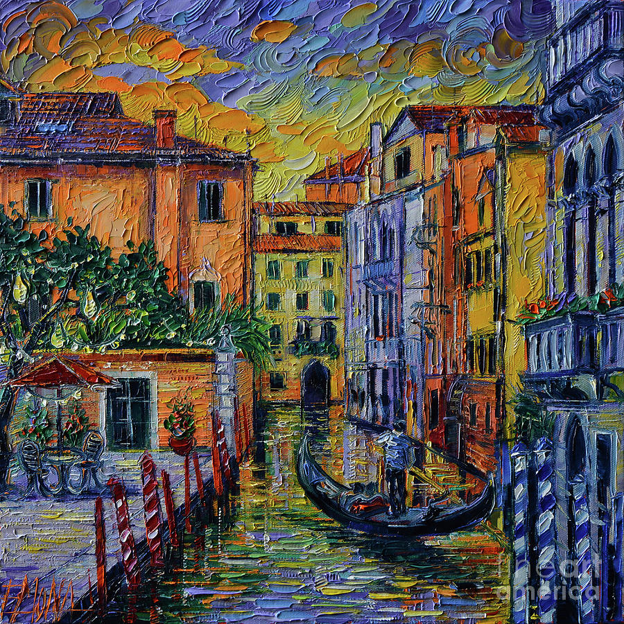 ROMANCE IN VENICE commissioned palette knife oil painting Mona Edulesco Painting by Mona Edulesco