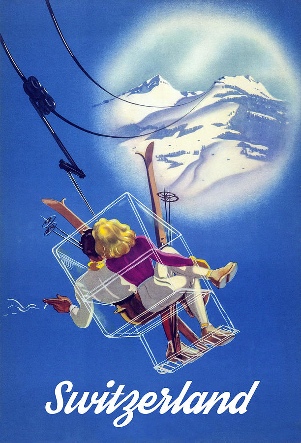 Romance on a Ski Lift Digital Art by Long Shot