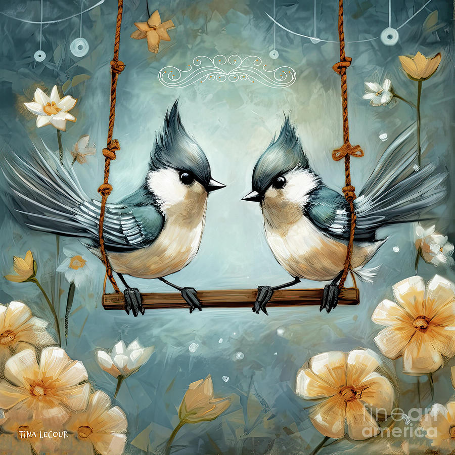 Daisy Flowers Painting - Romance On The Swing by Tina LeCour