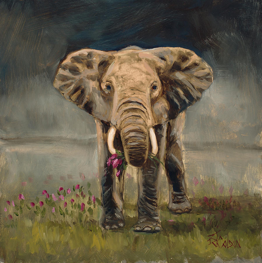 Romancing the Elephant Painting by Billie Colson
