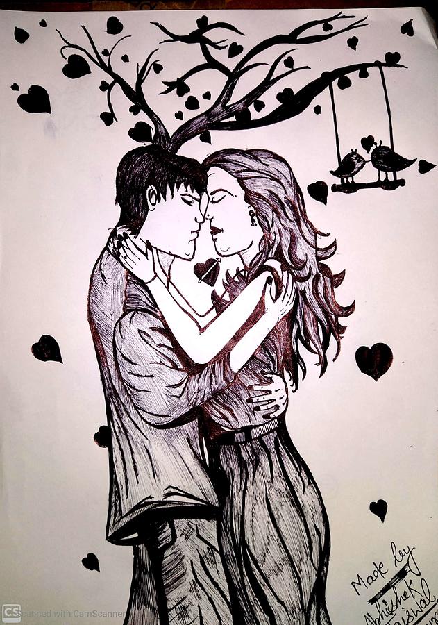 Drawing Love Pencil Sketch casal desenho love pencil black Hair png   PNGWing