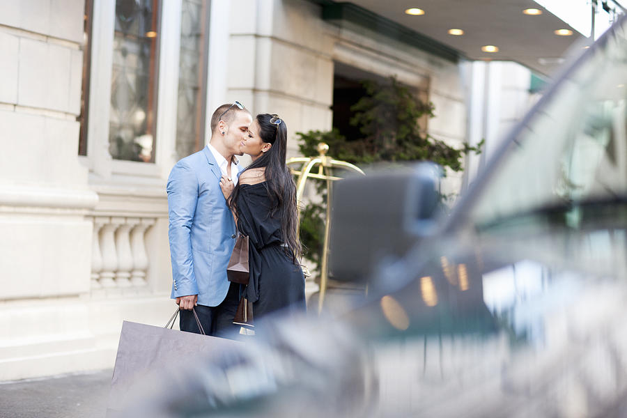 Romantic Couple on the Sidewalk Photograph by Quavondo