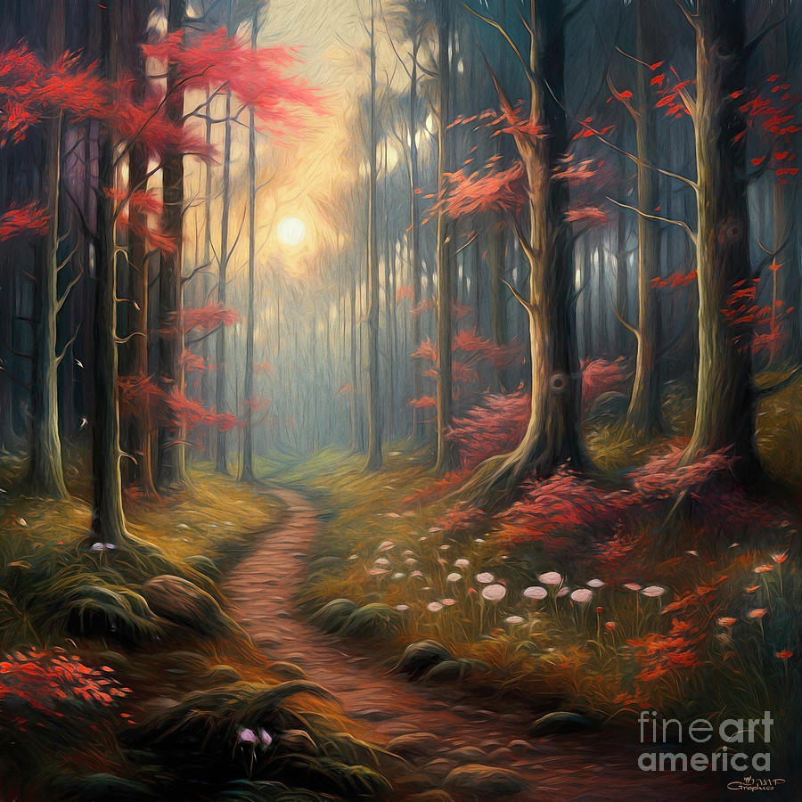 Romantic Forest Digital Art by Jutta Maria Pusl