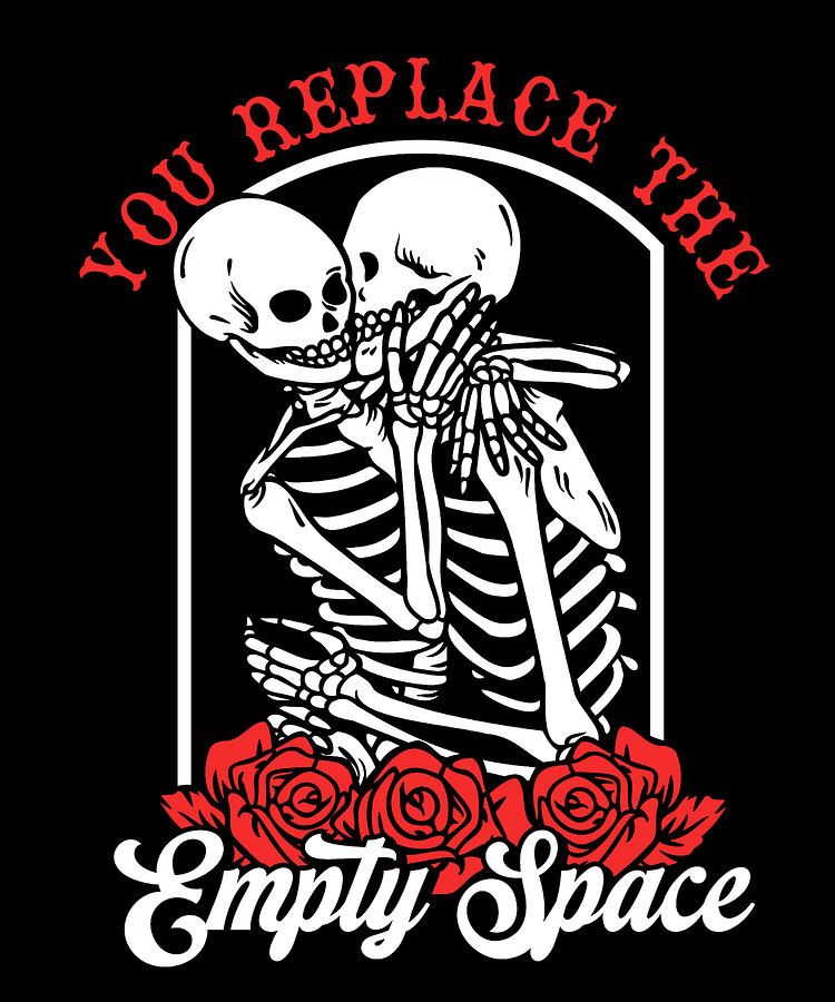 Skeleton Digital Art - Romantic Gothic Bones Skeleton Roses Death Grave Aesthetic Dark by Toms Tee Store