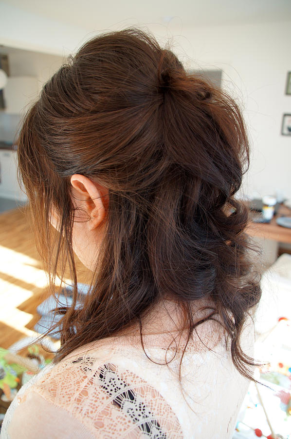 Romantic hairstyle - half way up and soft curls Photograph by Cathérine