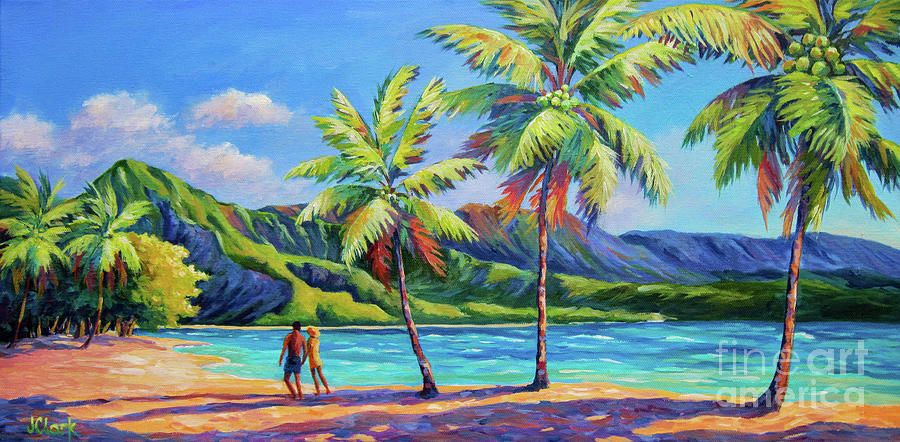Beach Painting - Romantic Hanalei Bay by John Clark