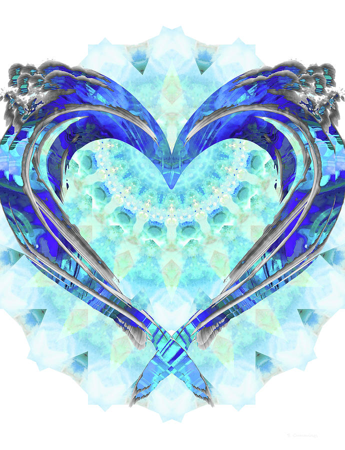 Romantic Heart Art - True Blue Painting by Sharon Cummings - Fine Art ...