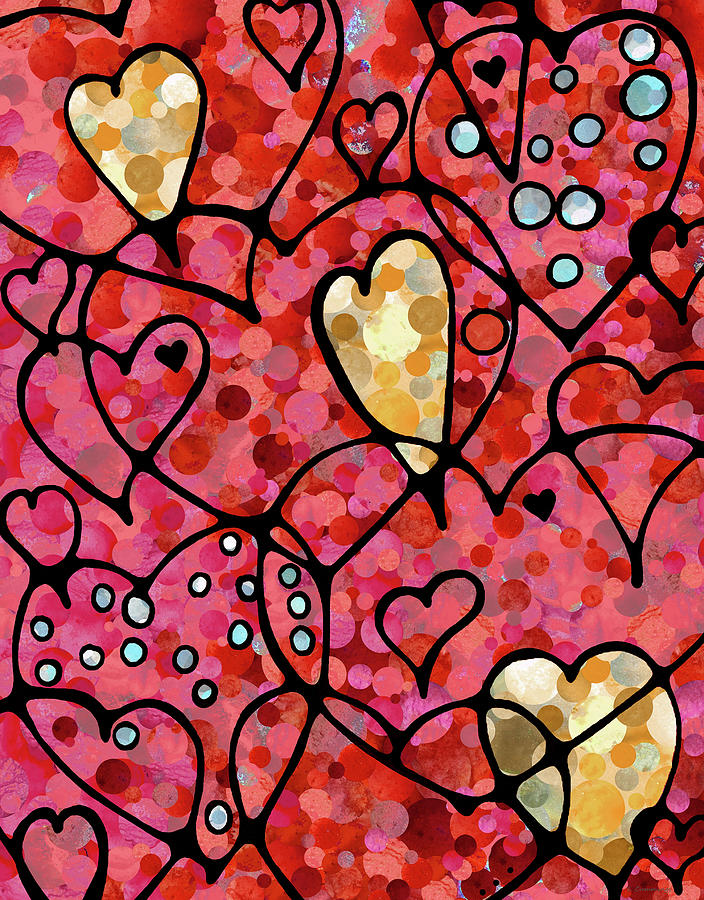 Romantic Heart Art - Whole Lotta Love Painting by Sharon Cummings