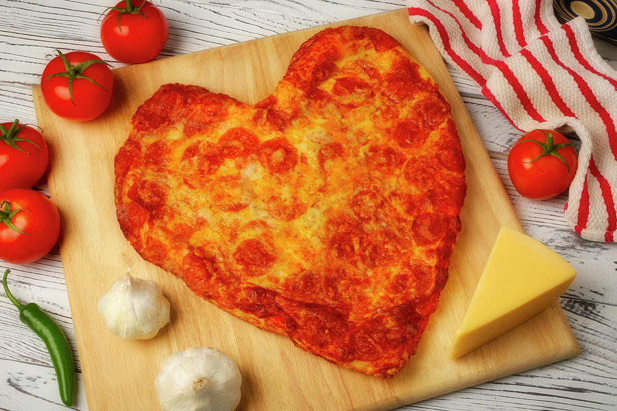 Romantic Heart Shaped Pizza Photograph by Garry Gay