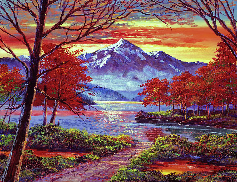 Romantic Lake Painting by David Lloyd Glover