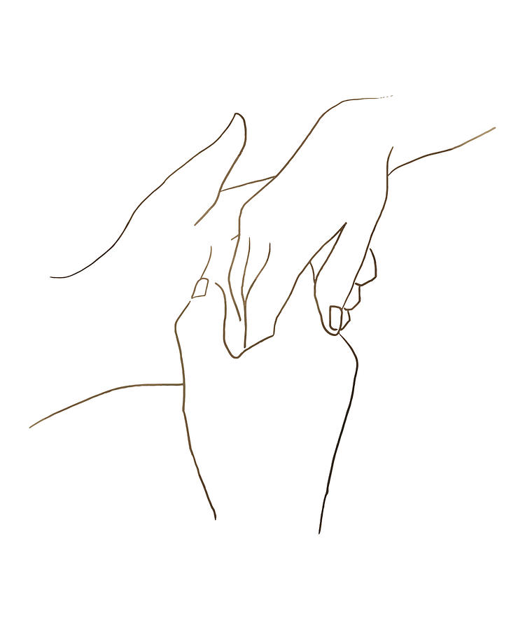 Illustration line drawing a hands making promise as a friendship concept.  Loving couple holding hands. Hands of two people hook their little fingers  together. Pinky promise design for shirt or jacket 6213406