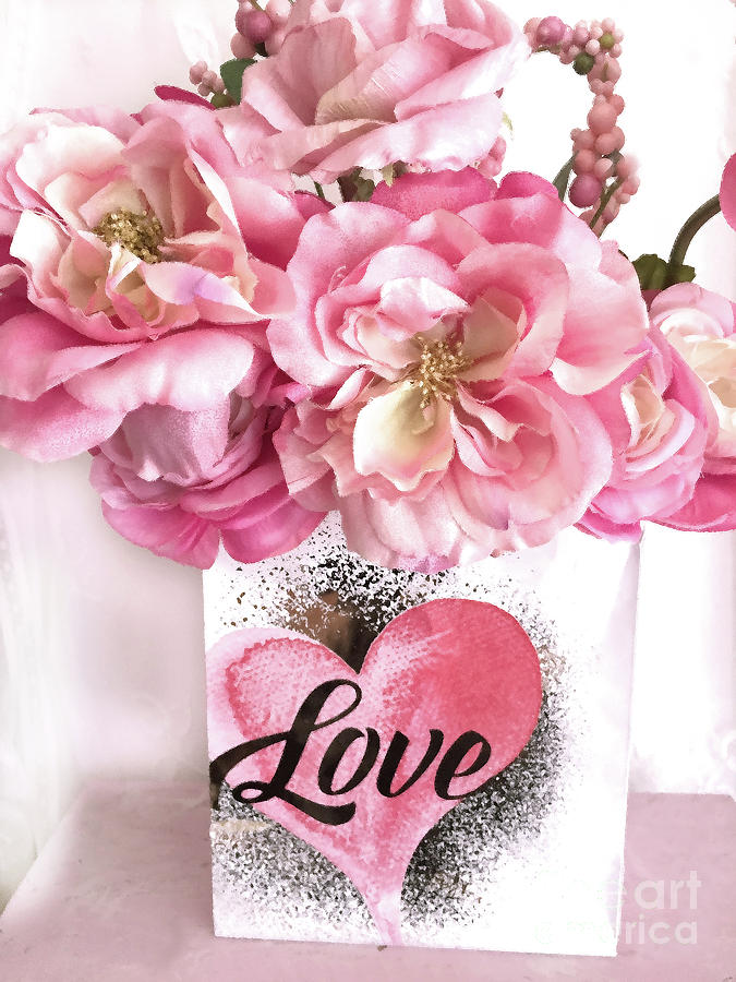 heart pictures with pink roses
