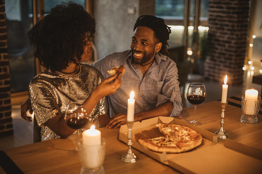 Romantic pizza evening at home Photograph by Svetikd