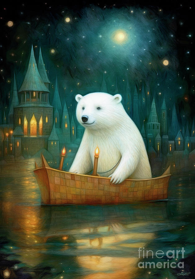 Romantic Polar Bear Digital Art by Jutta Maria Pusl