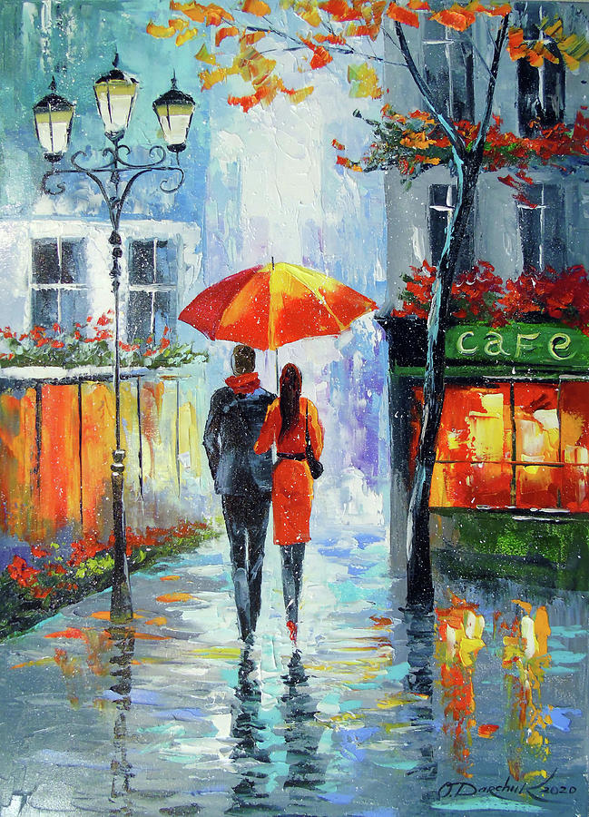 Romantic walk around the city Painting by Olha Darchuk - Fine Art America