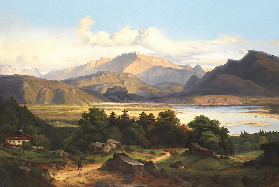 Romanticism Landscape Scene After The Original Painting By George Crola L B Digital Art