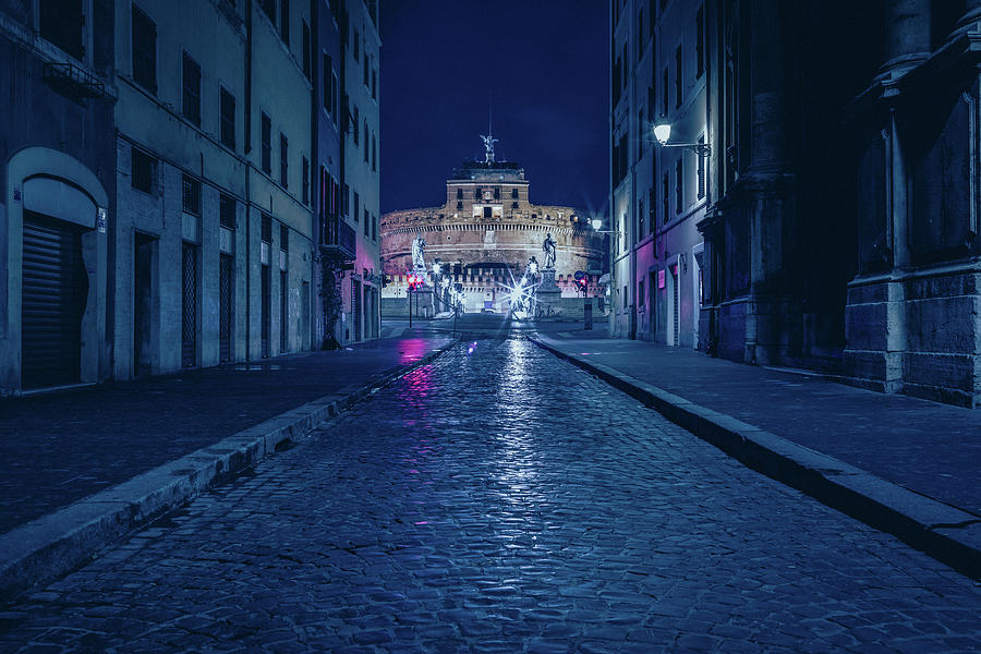 Rome and the Castel SantAngelo at night Photograph by Benoit Bruchez