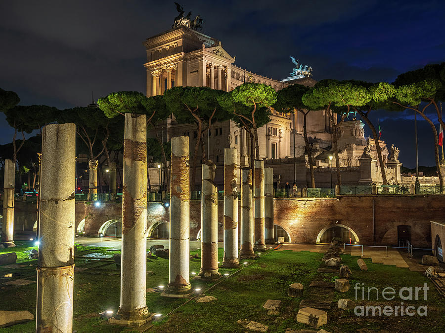 Rome At Night Altar Of The Fatherland Photograph