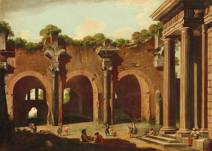 Rome, Basilica of Constantine by Niccolo Codazzi, 1685 Painting by AM FineArtPrints