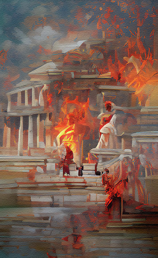 Nero Fiddles While Rome Burns Abstract Digital Art by Deborah League