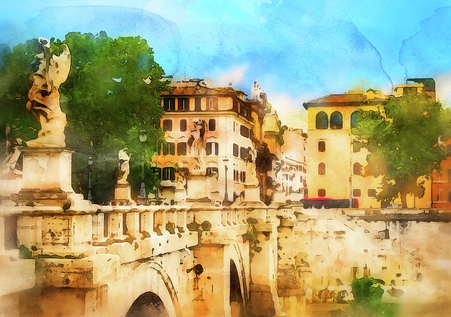 Rome Cityscape - 09 Painting by AM FineArtPrints