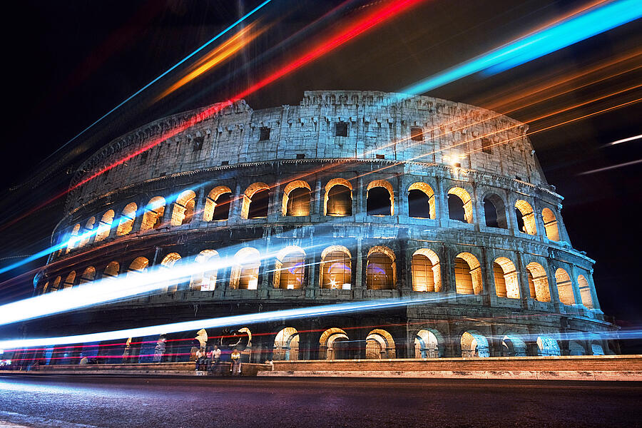 Rome Colosseum at Night Photograph by Alfie Ianni