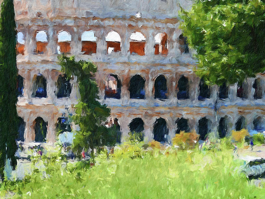 Rome Colosseum side view paint Digital Art by Yury Malkov