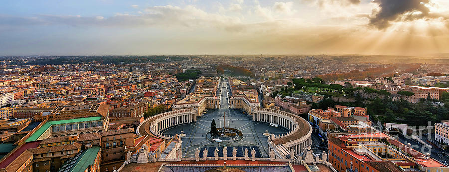 Rome from the Vatican skyline at sunrise Photograph by Thomas Jones