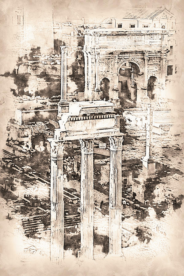 Rome Imperial Fora - 10 Drawing by AM FineArtPrints