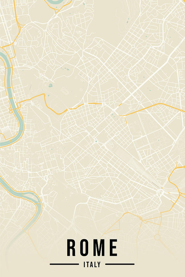 Rome Map Italy Day Version Aesthetic Minimalistic Digital Art by ...