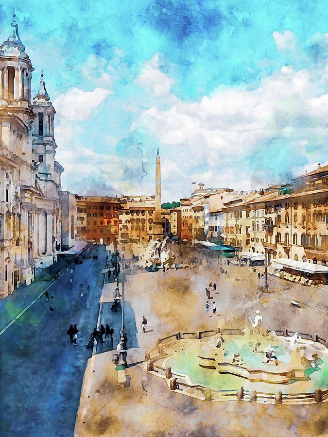 Rome, Piazza Navona - 12 Painting by AM FineArtPrints