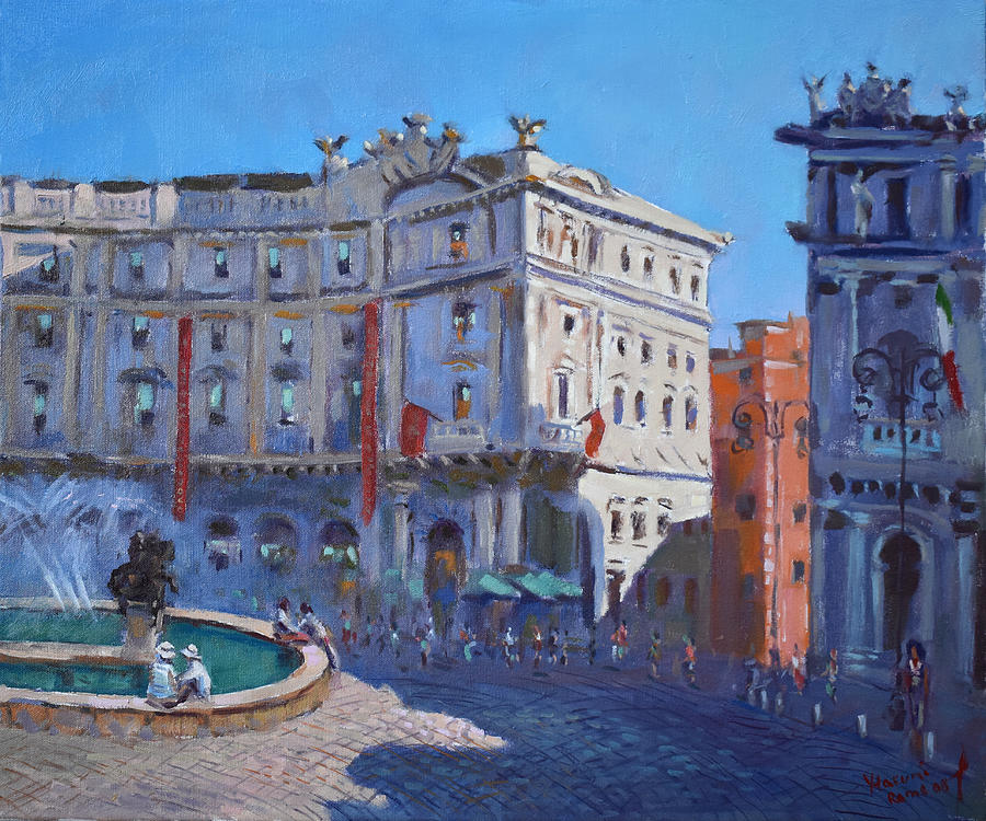 Landscape Painting - Rome Piazza Republica by Ylli Haruni
