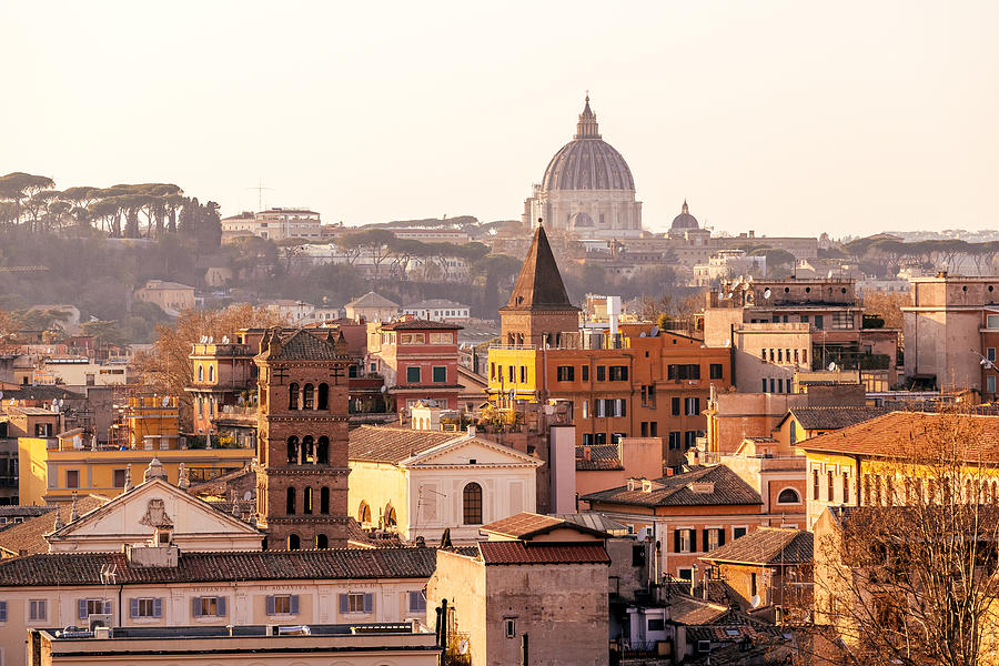 Rome skyline with Trastevere and St. Peters Basilica, Lazio, Italy Photograph by Alexander Spatari Rome skyline with Trastevere and St. Peters Basilica, Lazio, Italy Photograph by Alexander Spatari