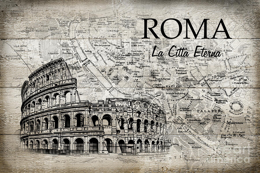 Rome, the Eternal City, Italian travel poster Mixed Media by Delphimages Photo Creations