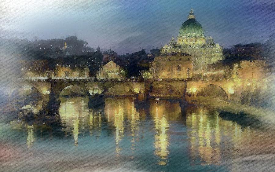Rome, Tiber, San Pietro Digital Art by Jerzy Czyz