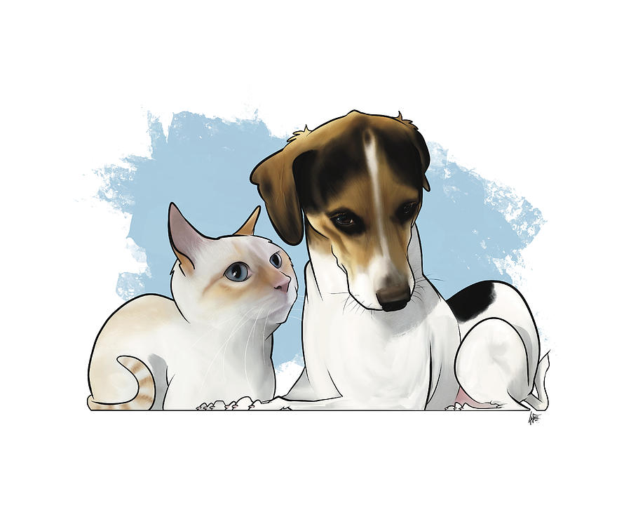 Romeo and Ernie Wetherington Drawing by Canine Caricatures By John LaFree