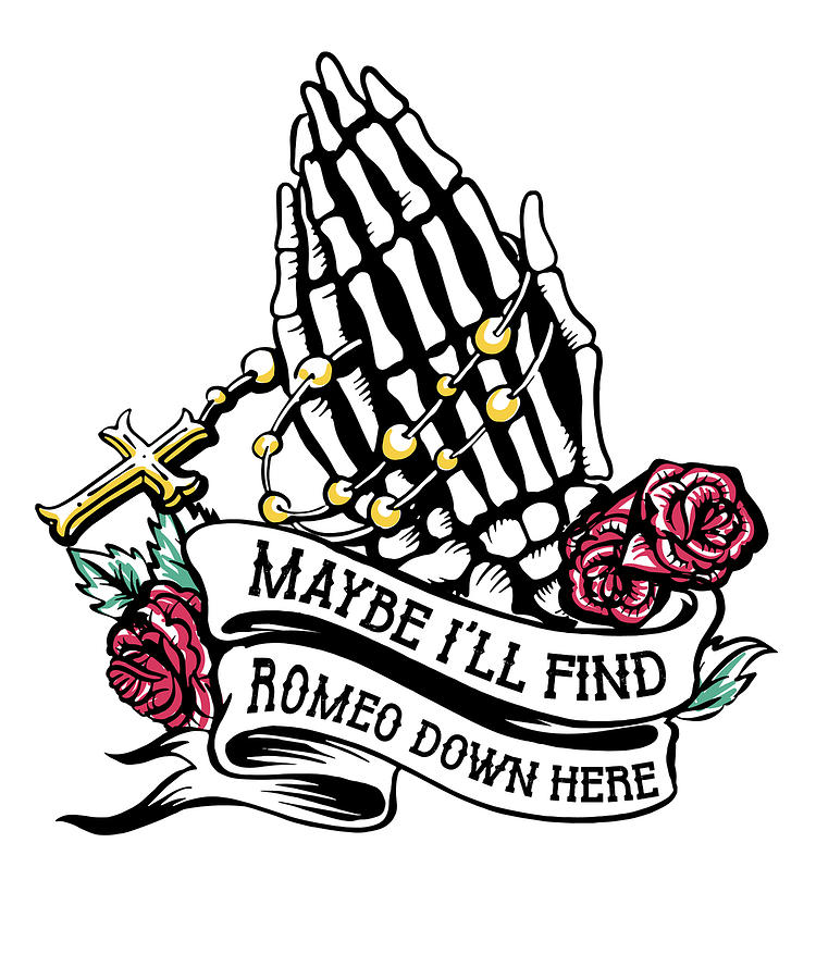 Skeleton Digital Art - Romeo Gothic Bones Skeleton Roses Death Grave Aesthetic Dark by Toms Tee Store